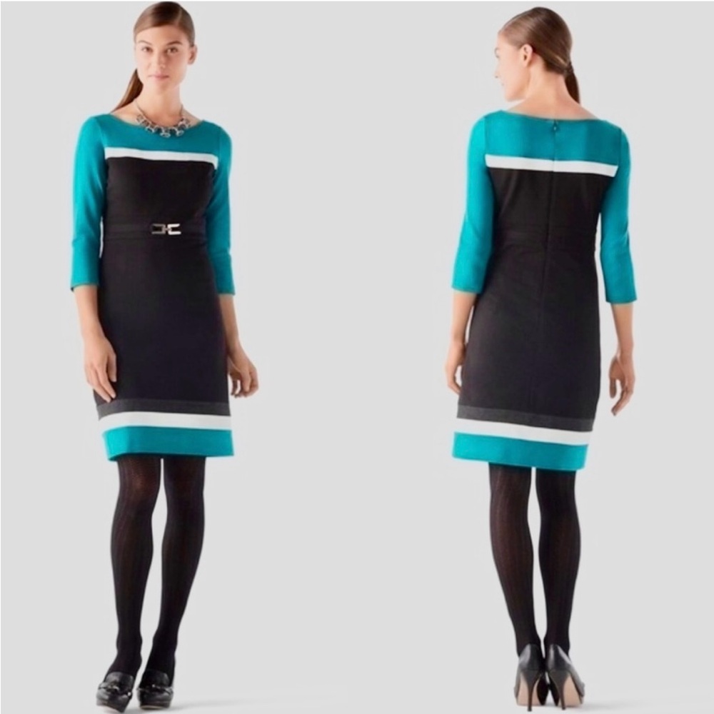 White House Black Market Colorblock Ponte Knit Sheath Dress